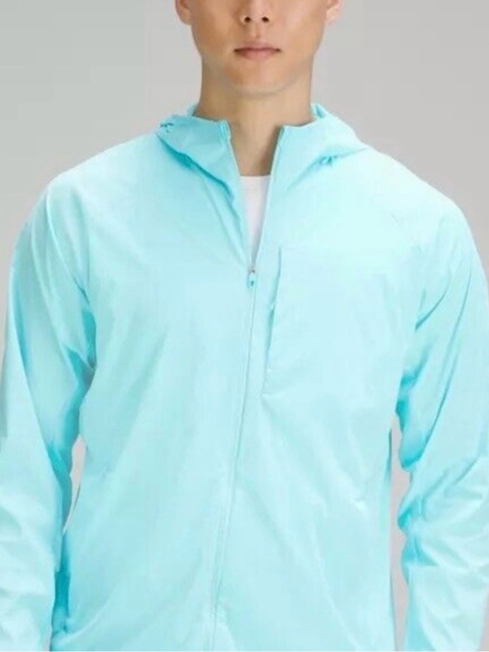 Lululemon Mens Fast Free Wind Breaker Jacket Cyan Blue XL Like New
